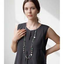 Noessla Layered Long Necklaces For Women Crystal Beaded Statement Necklace Sweater Silver Chain With Gifts Box Jewelry{Inchcolor_nameinch:InchGreeninch} - 綠色 - 查看 5