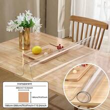 0.25mm Thick Transparent PVC Tablecloth, Scratch-Resistant Heat-Resistant Tabletop Protective Film, Suitable For Home, Hotel, Dining Table, Coffee Table, Household Use - White - View 24