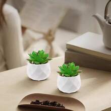 Creative Artificial Succulent Plants For Women's Desks - Realistic Succulent Plants In Ceramic Pots - Mini Green Decorations For Bedrooms And Bathrooms, Office Bookshelves - Holiday Gifts - Festive Atmosphere Decoration - White - View 5