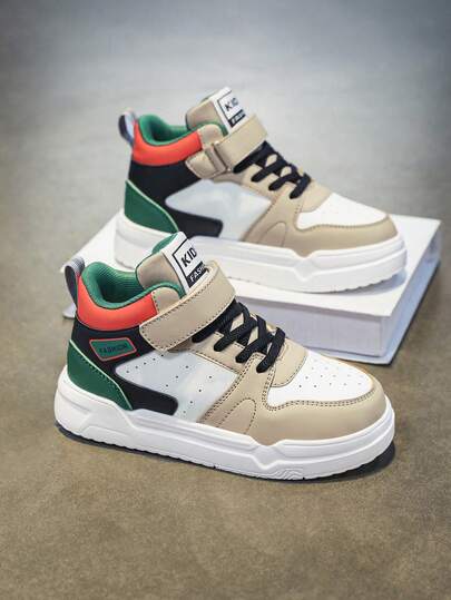 儿童拼色运动鞋 - 钩环设计，方便穿脱；减震且易于清洁，时尚休闲，用途广泛，适合男孩和女孩