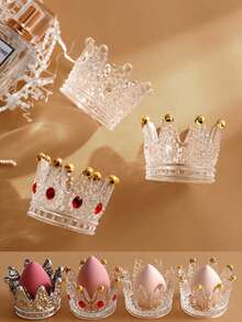 1件多功能创意烛台，水晶皇冠装饰，INS风奢华玻璃首饰展示收纳盒，烟灰缸礼品，烛盘。适用于节日、圣诞节、新年、婚礼装饰。