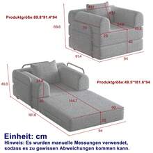 2-In-1 Chenille Sofa Bed With Armrest Storage, Three Metal Frames, And Multiple Configuration Options. - 黑色 - 查看 3