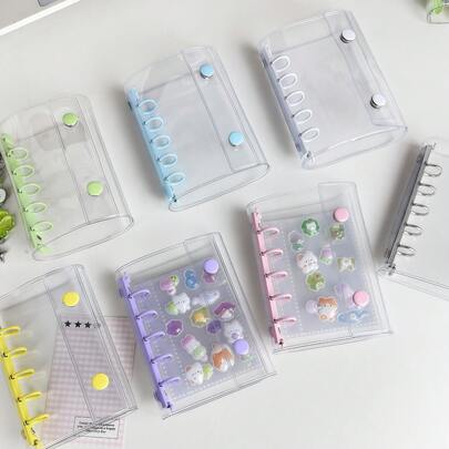 1 pieza Carpeta de anillas sueltas M5, Juego de carpeta de anillas de 5 anillas color macaron, 10 piezas de hojas interiores, Libro de pegatinas, Cuaderno de planificador de hojas sueltas