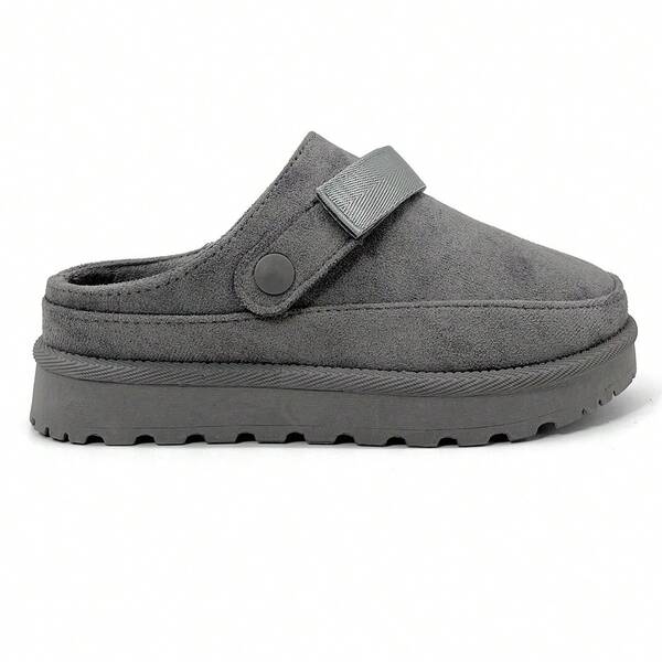 RevReaL Pantufas tipo tamanco de camurça aconchegantes com tira ajustável – leves e confortáveis para o inverno.