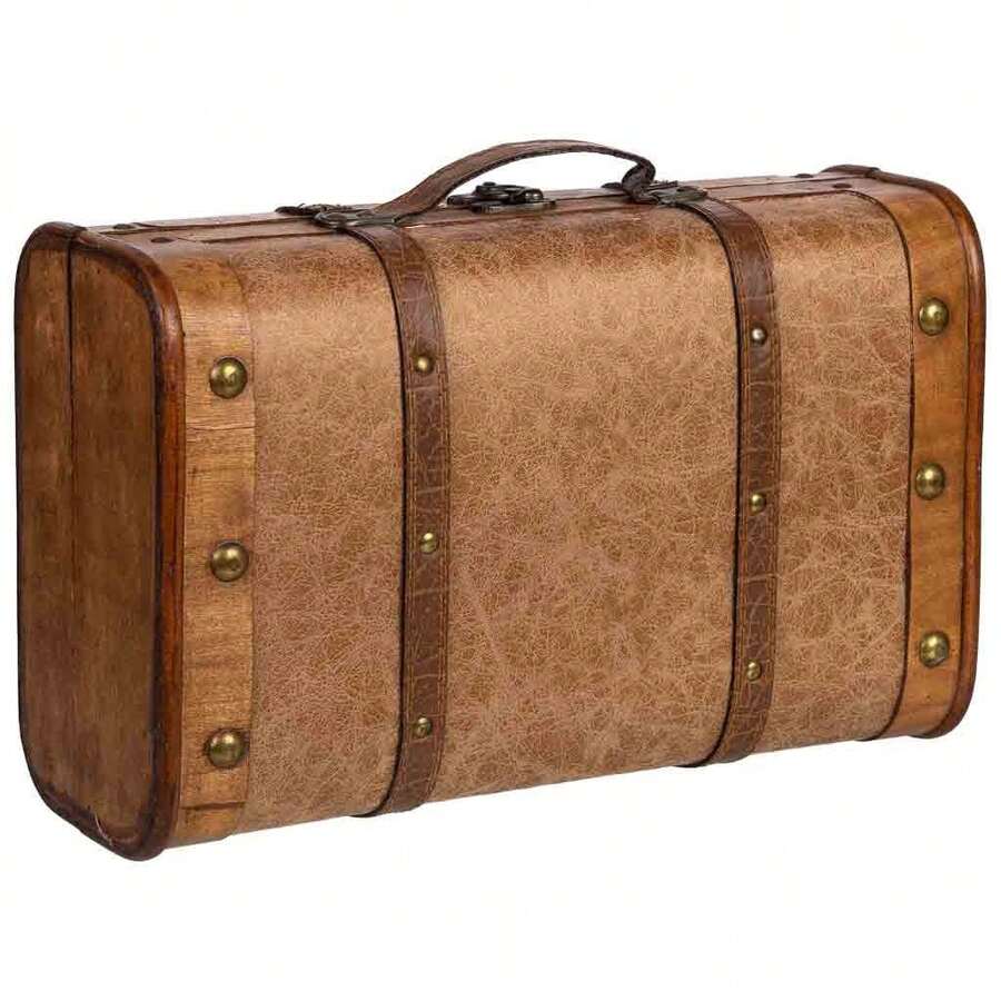 Wanderlust Brauner Holzkoffer 38x23x13h cm - Braun - Übersicht 1