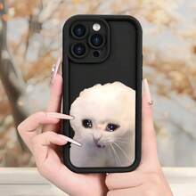 [Teléfono] Serie Animales Divertidos: Teléfono con diseño sencillo y moderno con temática triste y escalera en forma de ojo, con textura mate. Compatible con 17, 17 Pro Max, 17 Air, 16, 15, 14, 13, 12, 11, XS, XR, X, 8 Plus y Pro. Accesorio para teléfono, uso diario, minimalista. - Negro - Ver 1