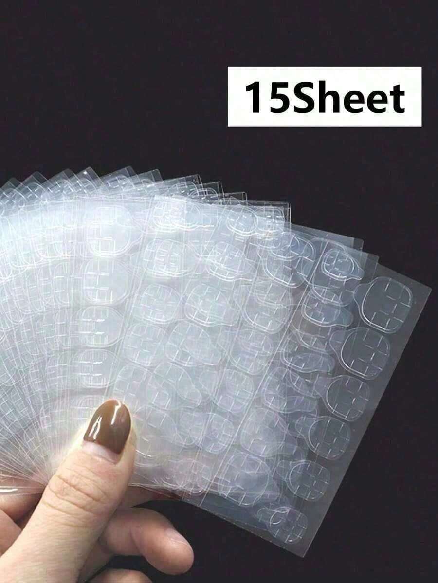 360pcs (15 Sheets) Double Side Gel Nail Glue Press On Nails Double Sided Nail Adhesives Sticky Tabs Nail Glue Sticker Nail Stickers - 軍綠色 - 查看 1