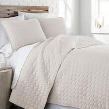 Full/Queen Quilt Bedding Set, Microfiber Quilts Queen Size, Coverlet, Stain & Pet Hair Resistant Bedding, Full Size Bedspread With 2 Pillow Shams, Bone, 2025 - 26 - 骨環針法 - 查看 1