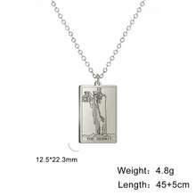 TEAMER Stainless Steel Tarot Cards Necklace Vintage Tarot Jewelry Good Luck Amulet Pendants For Women{Inchcolor_nameinch:InchSilver-THEHERMITinch} - 銀-THEHERMIT - 查看 8