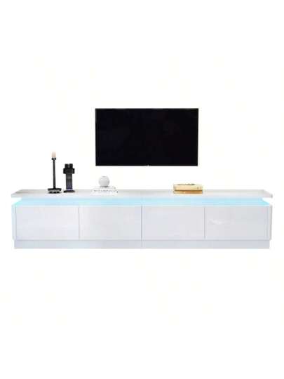 180 34 40 Cm TV St Drawers, Cabinet LED Lighting, High Gloss Sideboard Table, Drawer Unit, TVs Up To 80 Inches, Wit view 6