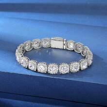 MDFUN Bransoletka tenisowa z cyrkonii sześciennych, pozłacana 14-karatowym białym złotem, modna biżuteria z cyrkonii, prezent urodzinowy/rocznicowy - Biały - Zobacz 2