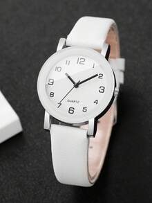 2pcs/Set Women's Gift Watch Set, Fashion Numeric Dial Classic Quartz Wristwatch With Leather Strap (Watch Box Not Included)