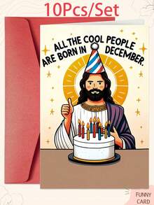 1/10 szt. Zabawna kartka urodzinowa | Kartka z okazji "Wszyscy fajni ludzie rodzą się w grudniu" | Humorystyczna kartka świąteczna i urodzinowa z kopertą. Prezent w stylu świątecznym.