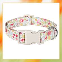 1 pieza Collar para mascotas con diseño floral clásico y patrón de flor rosa de dibujos animados, collar suave y ajustable con hebilla de de plástico rosa, adecuado para perros pequeños/medianos/grandes, unisex, de alta calidad para uso en interiores/exteriores - Champán - Ver 1