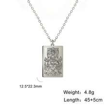 TEAMER Stainless Steel Tarot Cards Necklace Vintage Tarot Jewelry Good Luck Amulet Pendants For Women{Inchcolor_nameinch:InchSilver-THECHARIOTinch} - 銀色-THECHARIOT - 查看 8