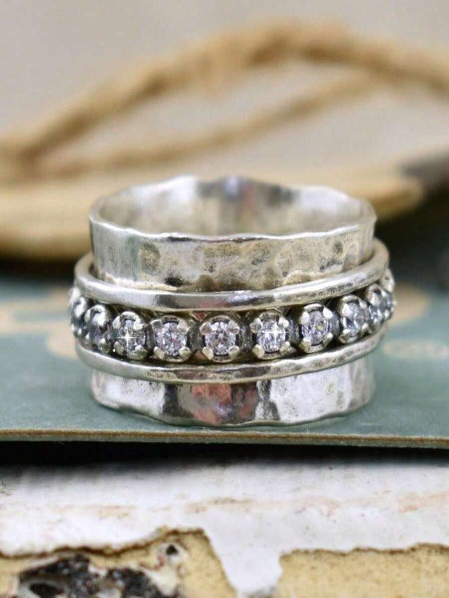 1 PC Vintage Rings Women's Rings Fashion Boho Irregular Surface Rings For Women Suitable For Daily Wear Merry Christmas Birthday New Year Valentine's Day Anniversary Gift For Her Jewelry Ring - Bạc - Xem 1