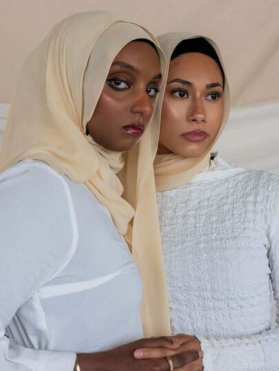 1pc Women's Solid Color Hijab, Basic Women's Abaya, Classic Solid Color Headscarf, Head Wrap