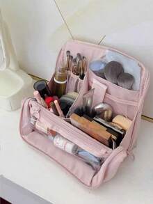 分格竖款化妆包 - 大容量旅行化妆品收纳包，多功能隔层设计，柔软材质，便携式桌面护肤美容工具收纳盒，女士礼物，圣诞礼物，女士送礼佳品 - 彩色 - 查看 13