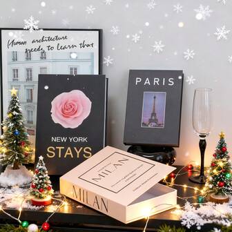 3pcs/Set Magnetic Closure Decorative Book-Shaped Storage Box, Paper Craft Book Box Set, Suitable For Jewelry And Document Organization, Coffee Table Decor