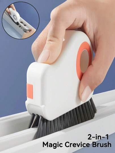 Cepillo de limpieza de alféizar de ventana 2 en 1 - Cepillo de alféizar de ventana desmontable, limpiador de esquinas de vidrio y herramienta de limpieza de grietas de plástico - Cepillo de limpieza, toallitas húmedas para limpieza de grietas, cepillo de grietas para el hogar, cepillo de grietas desmontable y lavable, limpieza de rincones de difícil acceso, cepillo de grietas de ventana, accesorios de cocina y baño, herramientas de limpieza, regalos decorativos de Halloween y Navidad