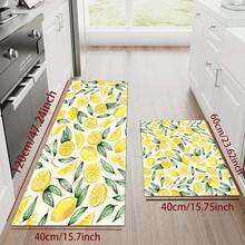 1pc Yellow Lemon Anti-Slip And Oil-Proof Kitchen Mat, Simple Rectangular Waterproof And Dirt-Resistant Carpet, Suitable For Living Room, Bedroom, Corridor, Bathroom And Laundry Polyester Carpet, Suitable For Indoor And Outdoor Home Decoration. - Multicolor - View 17