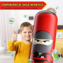Saco de Arena Hinchable para niños,Saco de Boxeo Plegable y reabrible,Adecuado para Karate,Taekwondo,como Regalo para niños y niñas - rojinegro - Ver 10
