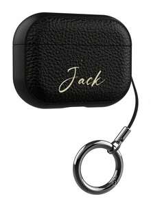 [Customized]Personalized Custom Luxury Name Letter Customized Cover Compatible With 1 2 3 4 Pro 2 Pro 3 Lychee Pattern TPU Earphone Case