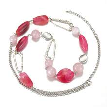 Noessla Layered Long Necklaces For Women Crystal Beaded Statement Necklace Sweater Silver Chain With Gifts Box Jewelry{Inchcolor_nameinch:Inch07-Hotpinkinch} - 07-亮粉色 - 查看 3