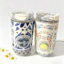 كوب عازل محمول جديد وجميل، زجاجة مياه عازلة فراغية من الفولاذ المقاوم للصدأ 304 مانعة للتسرب، كوب حراري للمكتب والسفر والتخييم، هدية مثالية للترطيب - متعدد الألوان - مشاهدة 2