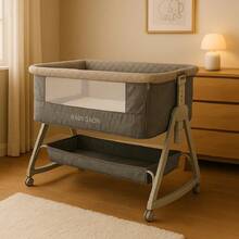 Cuna Plegable para Bebe Mecedora con Estructura de Acero Desmontable - Moises Colecho Cambiador de Altura Ajustable Multifuncional y Ruedas con Freno,26911191 - Multicolor - Ver 1