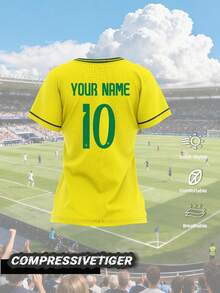 定制巴西女足世界杯球衣 - 个性化姓名和号码 - 透气紧身设计，助您发挥最佳水平 - 球迷运动训练服，万圣节、感恩节、圣诞节和新年夏季的绝佳礼物，旅行收纳包 - 黃色 - 查看 3