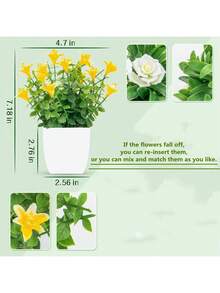 Bộ 2/4 món đồ trang trí hoa và cây xanh nhân tạo, bao gồm các cây giả nhỏ và hoa trang trí nhiều màu sắc trong chậu, lý tưởng để trang trí bàn trong nhà, lan can hành lang, tăng thêm vẻ đẹp thẩm mỹ. - Nhiều màu - Xem 2