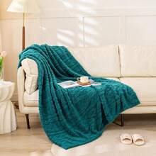 Sherpa Throw Blanket(Without Pillows)-3D Stylish Design Super Soft Cozy Blanket Thick Plush Fluffy Blankets For Teen Girls Women Couch Bed Sofa Chair Men Boys Gift(Mustard Yellow,50"X65") BC05BFJ23 - Màu xanh ngọc lam (không có gối) - Xem 1