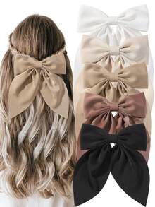 1/2/3/4/5/6个装大蝴蝶结发夹，柔软长尾蝴蝶结发卡，复古金属发夹丝绸发箍，优雅发饰，圣帕特里克节、情人节的绝佳礼物