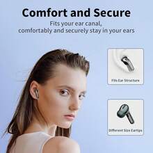 AuswaurAudifonos inalambricos, audífonos bluetooth, indicador de batería LED, auriculares internos impermeables IPX5 con micrófono para TV, teléfono inteligente, computadora portátil y deportes - Negro - Ver 5