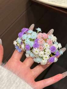 1 件女士 3D 逼真花朵发梳，甜美浪漫氛围侧髻发夹装饰，沙滩/旅行装配饰，甜美女孩风格，适合日常使用、发饰、婚礼、新娘发型、侧梳 - 彩色 - 查看 4