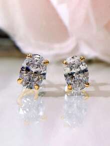 Elegant Cubic Stud Earrings Women Wedding Engagement Anniversary Party Jewelry Valentine's Day Valentines,Mom,Mother,Mother's Day, - trắng - Xem 6