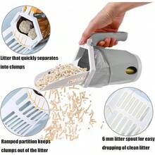 Cuchara para para Gatos, Pala Gato 2 en 1,Kit de Pala de para para Gatos, con 90 bolsas de recambio, pala de profunda desmontable integrada con contenedor de residuos (gris) - Gris - Ver 6