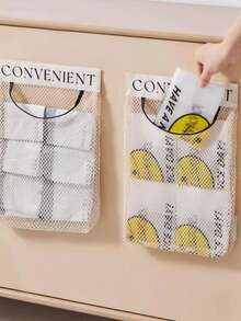 5 piezas Bolsas de almacenamiento de gran capacidad para bolsas de plástico, almacenamiento de bolsas de red con gancho y bucle montado en la pared. Estante de almacenamiento de bolsas de basura de cocina montado en la pared de gran capacidad para bolsas de plástico. Cocina, almacenamiento, accesorios de cocina, cesta colgante - Multicolor - Ver 4