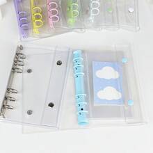 1pc A6 Size Portable Transparent Loose Leaf Binder, 10pcs Refill, Can Be Used As Transparent Sticker Book, Sticker Album, Photo Storage Bag, Album, Budget Planner, Diary, Notebook, Office Supplies - Multicolor - View 2