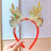 Christmas Limited Edition Headband For Women, Deer Antlers With Large Bow Design, Full Of Festive Atmosphere, Perfect For Parties, Ideal Christmas Gift Headwear - 9Golden Antler Headband - View 8