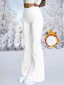 女士高腰喇叭裤，加厚保暖冬季健身打底裤，柔软瑜伽裤