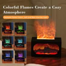 Fireplace Aroma Diffuser With Flame Ambient Light, Waterless Power-Off Protection, Fine & Large Mist Output, Quiet Humidification - Suitable For Multi-Scenario Use: Home, Desktop & Office - Multicolor - View 3