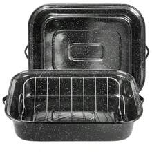 21Inch Extra Large Rectangle Roasting Pan With Rack For Baking Turkey 25lb Capacity VRack Design Versatile Lid Ideal For Large Roasts Efficient Bone Turkey Baster Perfect For Holiday Meals And Family Gatherings - màu đen - Xem 2