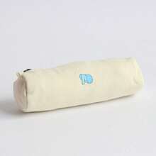 Estuche de lápices de lienzo minimalista, bolsa de maquillaje cilíndrica portátil mini para lápices, bolígrafos, artículos de papelería, brochas de maquillaje, gran capacidad - Cilindro - Ver 8