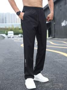 Plus Size Men's Loose Casual Sports Pants, Comfortable Athletic Trousers For Spring And Autumn - Black - View 4