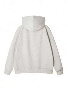 Women's Casual Loose Fit Round Neck Fleece Sweatshirt With Cartoon Letter Print, Versatile For Autumn/Winter - Light Gray - View 5