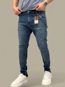 Men's Slim Fit Premium Denim Jeans With Elastane Lycra - 阿祖爾鋼鐵 - 查看 2