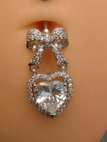 1 قطعة من خواتم ثقب السرة المقلوبة، من سبيكة التيتانيوم F136/صلب التيتانيوم، بتصميم أوروبي وأمريكي شخصي، خاتم سرة مقلوب بشكل فراشة وقلب للمراهقات، ذو سن خارجي - متعدد الألوان - مشاهدة 3