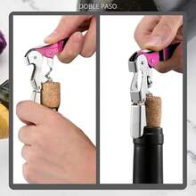 Novotend - Sacacorchos 3 en 1, Destapador de Vino 3 en 1, Destapador de Cerveza, Saca Corcho y Cortador, Sacacorchos para Vinos de Acero Inoxidable, Regalo para Hombre. (Amarillo) - rosa - Ver 6